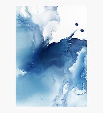 Indigo Blue Sea, abstrakte Tintenmalerei Fotodruck