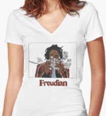 FREUDIAN Women's Fitted V-Neck T-Shirt