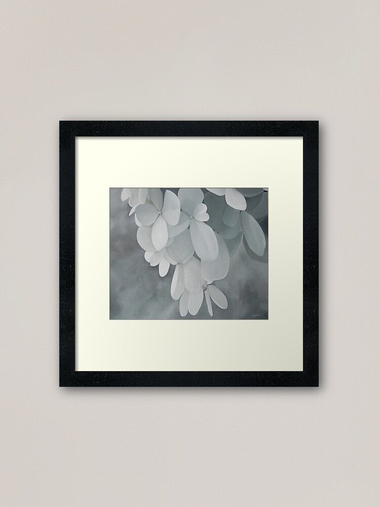 White Hydrangea Painting Original Large Acrylic Monochromatic