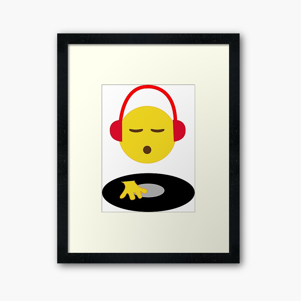 "Emoji DJ Disc Jockey Scratch Vinyl Record Turntable Retro Design