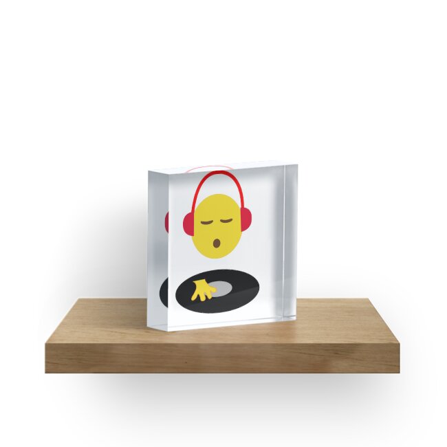 "Emoji DJ Disc Jockey Scratch Vinyl Record Turntable Retro Design
