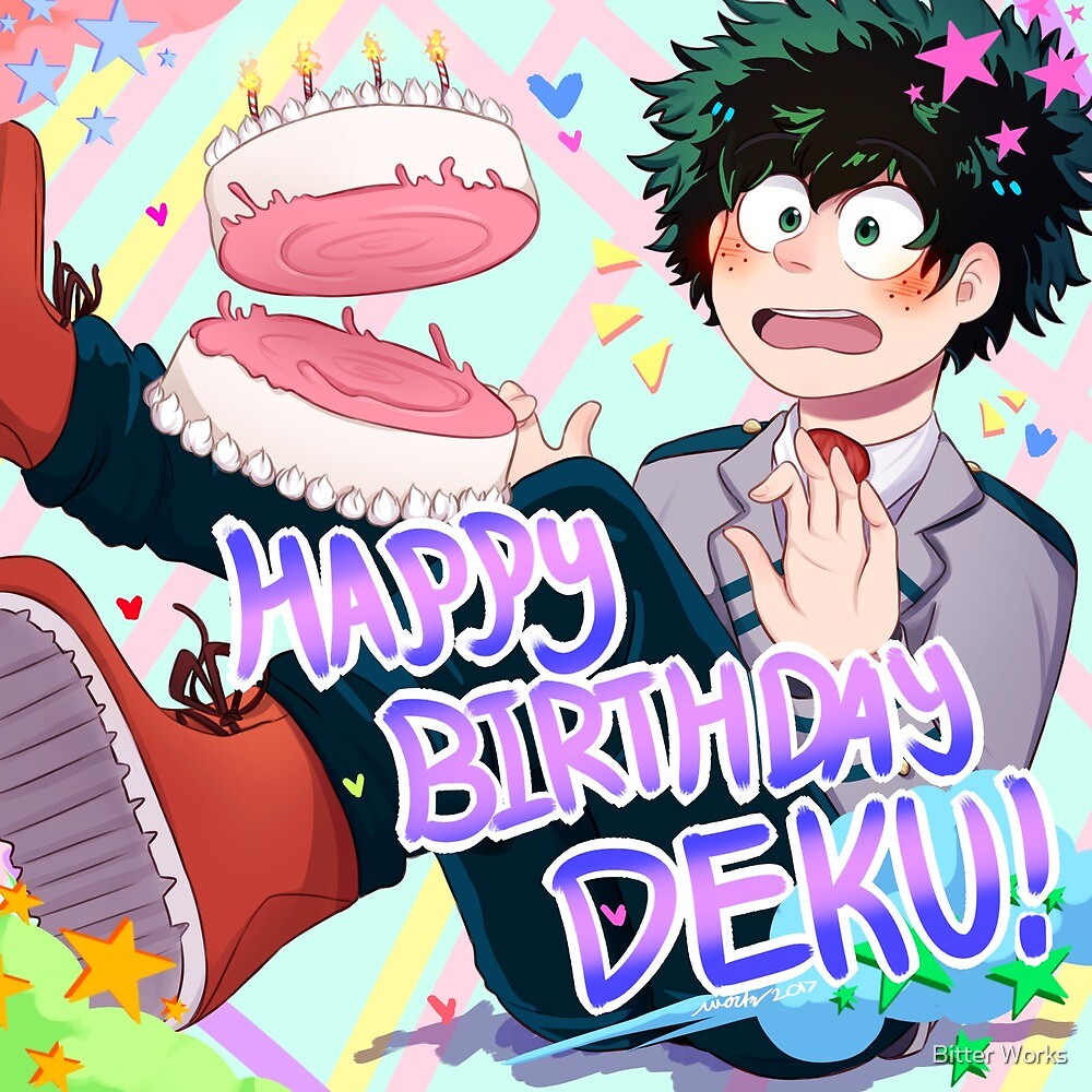 Mon Hero Academia Joyeux Anniversaire Deku Par Bitter Works Redbubble