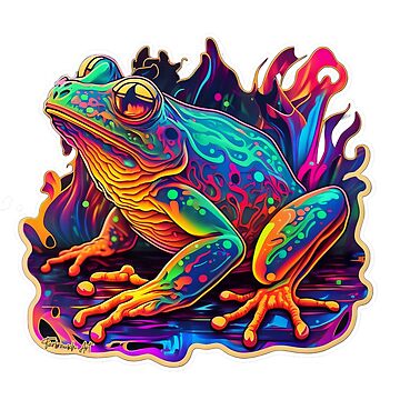 Peace Frogs Small Neon Frog Sticker, Stickers: Peace Frogs