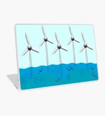 Offshore-Windpark mit Fisch-Baumschule um Basis. Laptop Folie