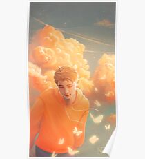 Orange Skies and Butterflies Poster