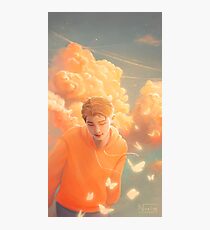 Orange Himmel und Schmetterlinge Fotodruck