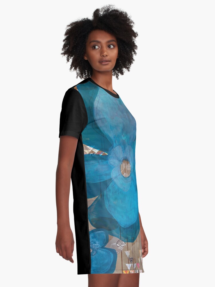 Alternate view of Fragmentary Blue Graphic T-Shirt Dress