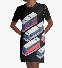 Isometric City Transportation Bus Set Graphic T-Shirt Dress