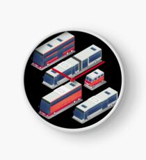 Isometric City Transportation Bus Set Clock