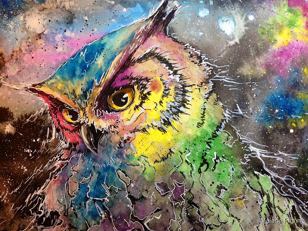 "Galaxy Owl" by Valerie Flynn | Redbubble