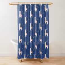 Llama on Blue Shower Curtain
