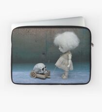 Creepy Little Girl with a Skull Gothic Art Doll Laptop Sleeve