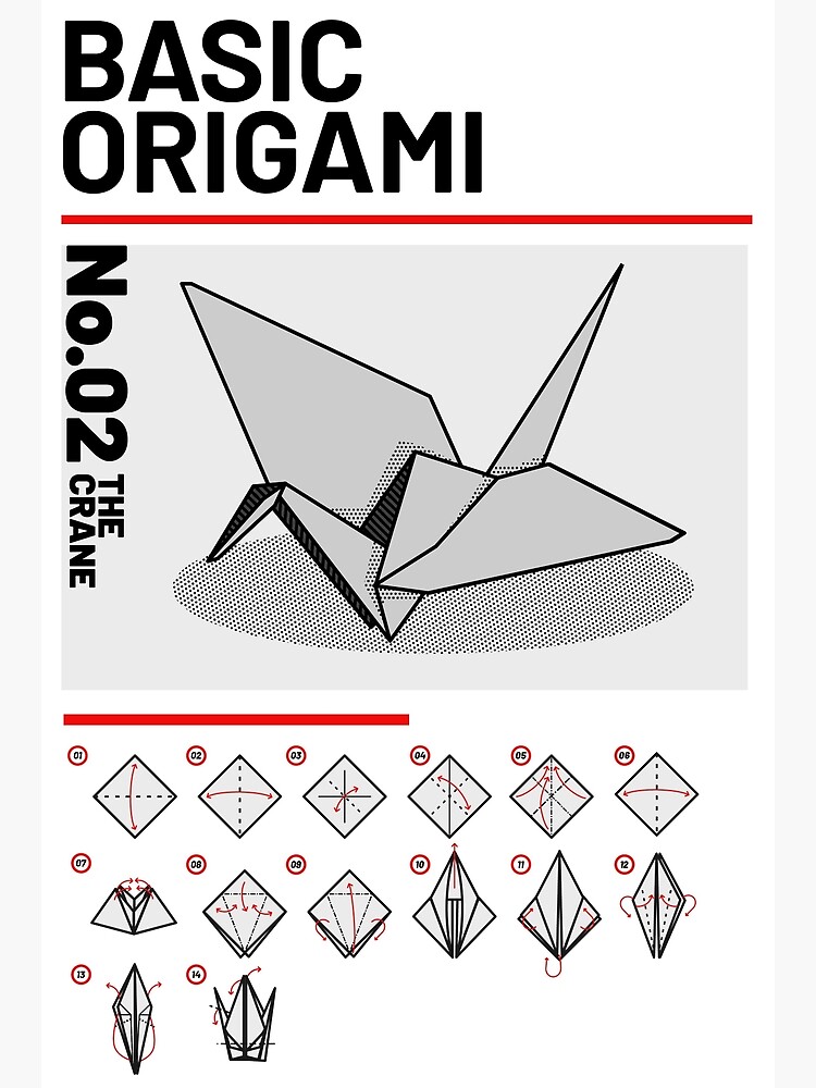 Grundlegende Origami Anleitung Kranich Poster