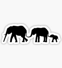 Silhouettes of 3 Elephants Holding Tails Sticker