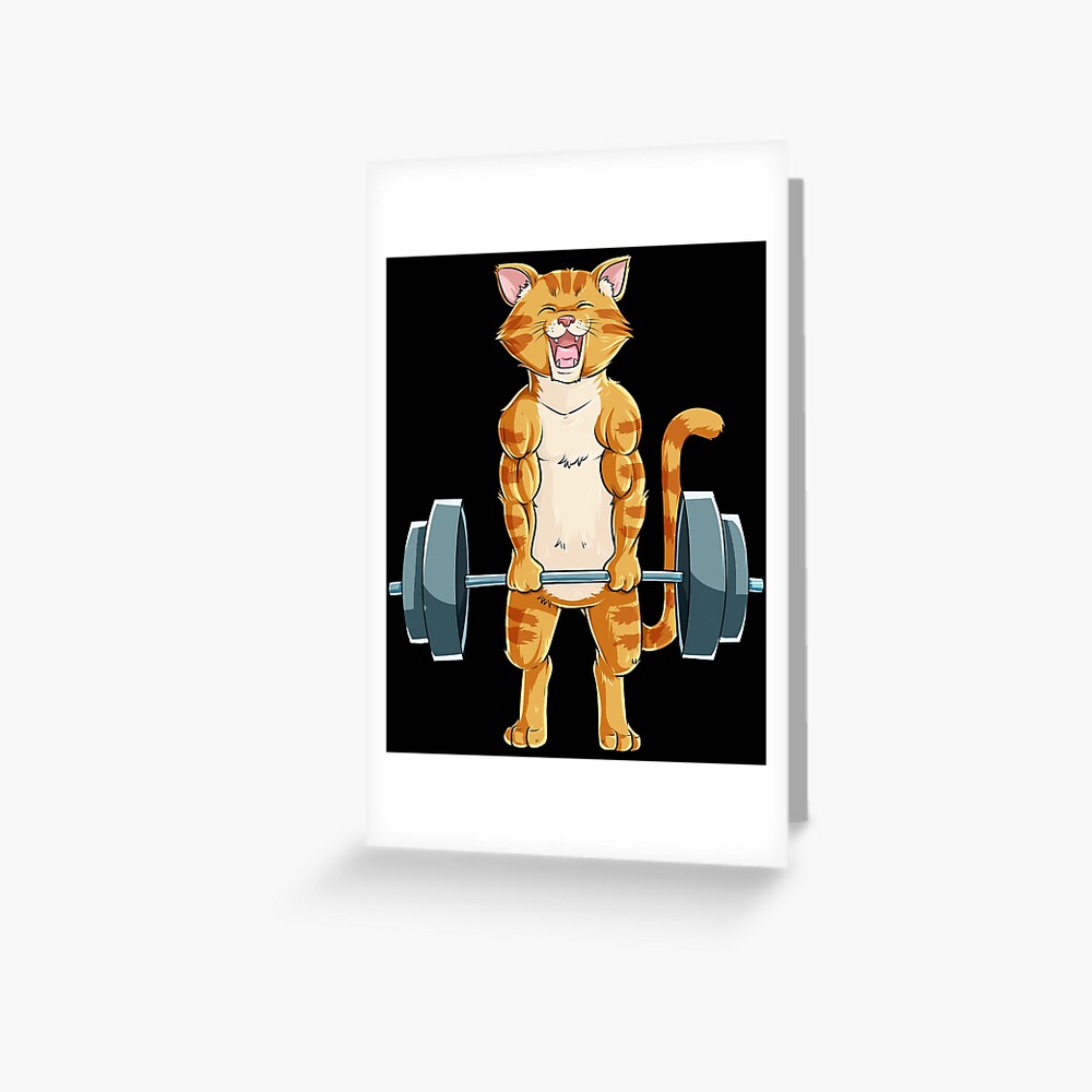 Cat Deadlift Powerlifting T Shirt Fitness Gym Lifting Weights Tee Gifts Greeting Card