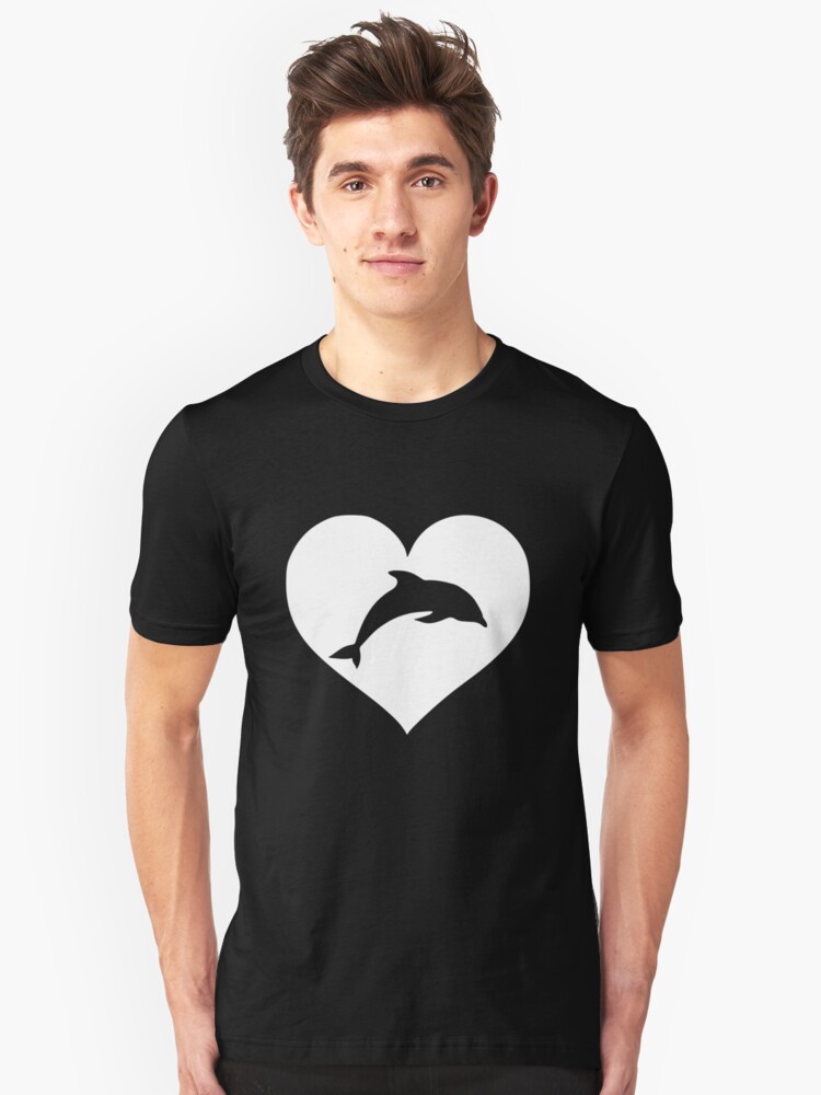 I Love Heart Dolphins Ladies T-Shirt