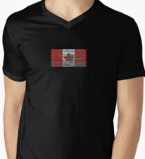 Flag of Canada on Rough Wood Boards Effect Men's V-Neck T-Shirt