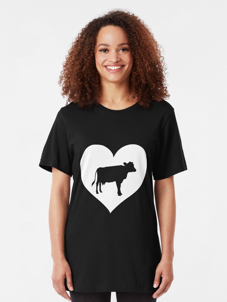 I Love Heart Cattle Ladies T-Shirt