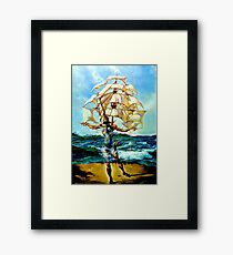 THE SHIP : Vintage Abstract Fantasy Painting Print Framed Print