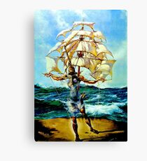 THE SHIP : Vintage Abstract Fantasy Painting Print Canvas Print