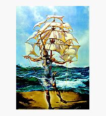 THE SHIP : Vintage Abstract Fantasy Painting Print Photographic Print