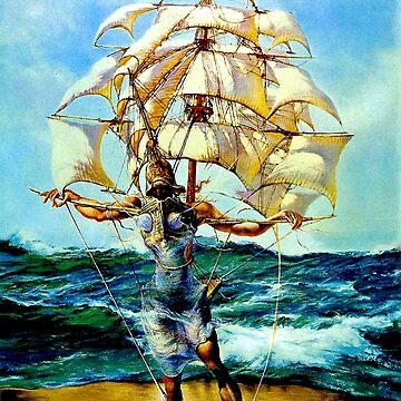 Artwork thumbnail, THE SHIP : Vintage Abstract Fantasy Painting Print by posterbobs