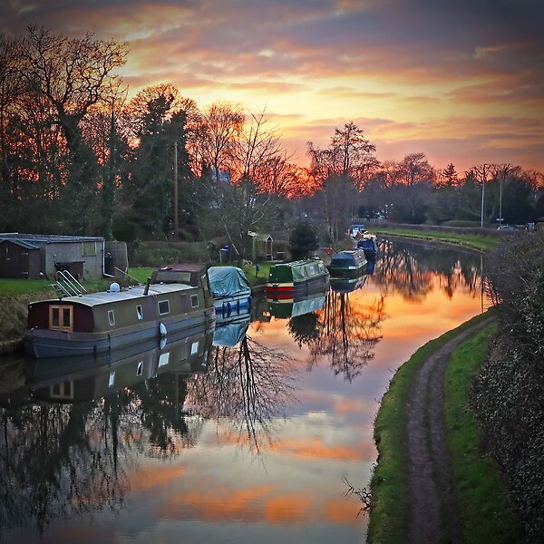 Sunset at Stanny Lunt Bridge, Church lane, Grappenhall Village, Warrington, Cheshire