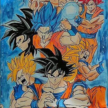 Dragon Ball Poster Gohan forms DBZ and GT Logos 12in x 18in Free