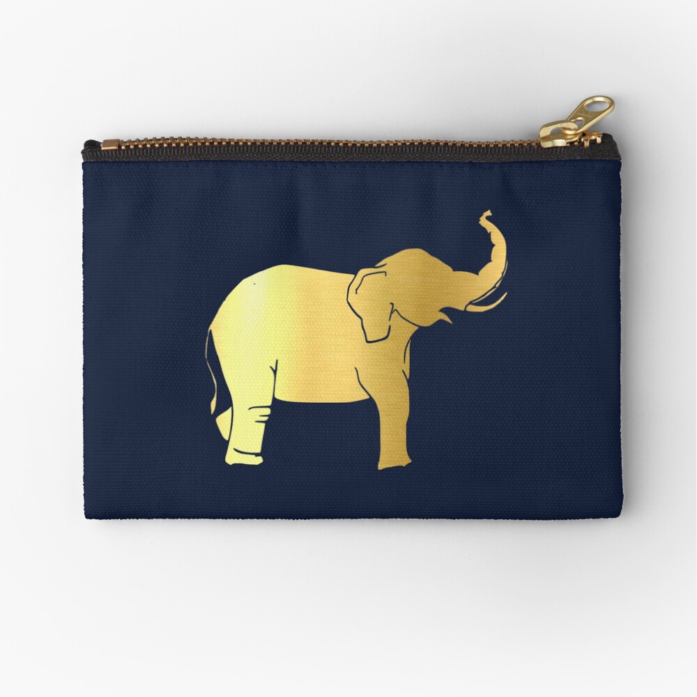 Gold Elephant Zipper Pouch