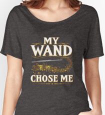 My Wand Chose Me Funny Quote Flute Woodwind Wizard Women's Relaxed Fit T-Shirt