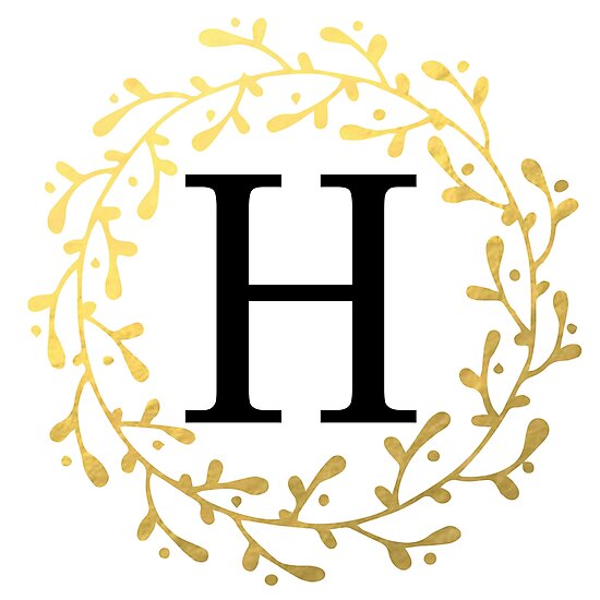 monogram letter h personalised black and gold design