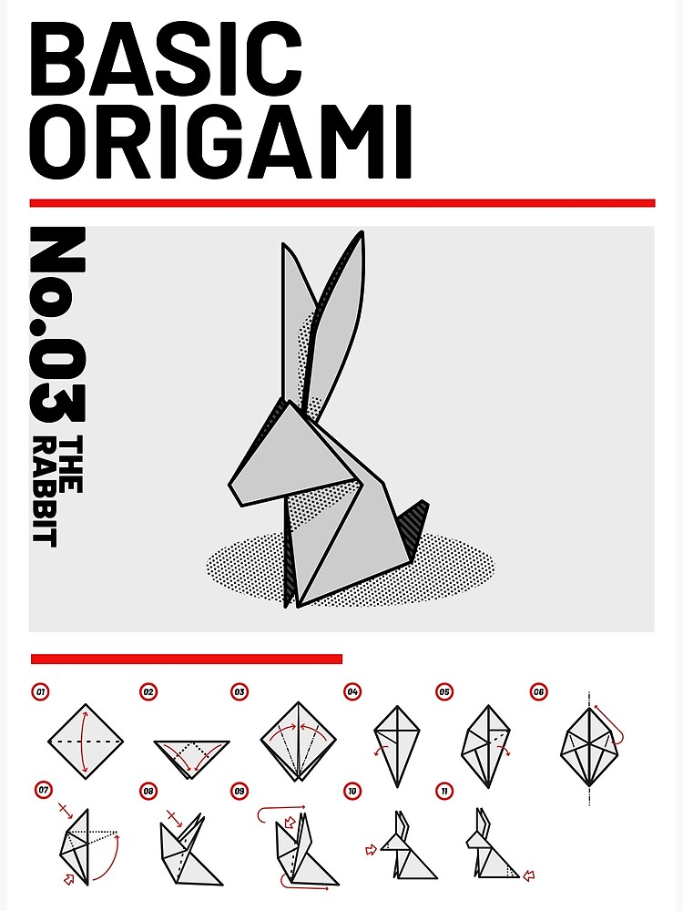 Basic Origami Anleitung Kaninchen Poster