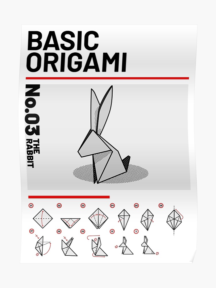 Basic Origami Anleitung Kaninchen Poster