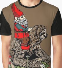 Gnome Riding a Sloth Graphic T-Shirt