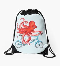 Cycling octopus Drawstring Bag