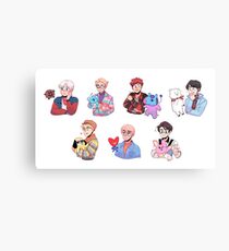 BTS mit ihren BT21 Freunden !!! Leinwanddruck