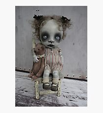Creepy Little Girl with a Teddy Bear Gothic BJD Art Doll Photographic Print