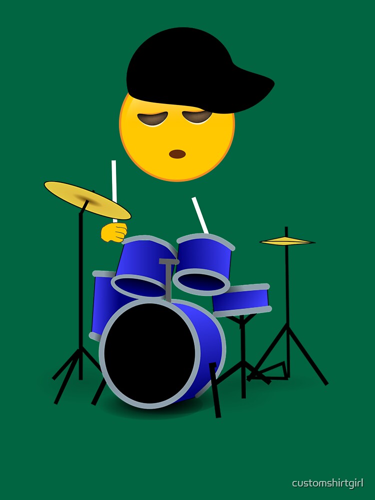 "Drummer Emoji Playing Drum Set With Drumsticks" Tshirt by