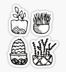 Four Potted Patterned Plants Sticker