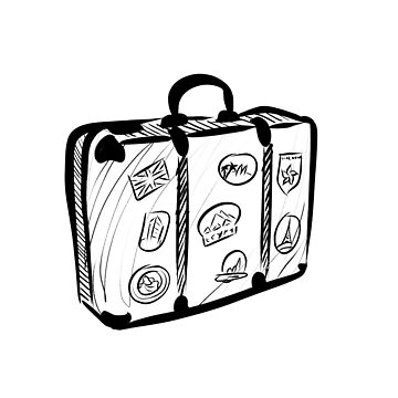 Sticker for Sale mit Oldschool-Koffer für eine Reise / Schwarz