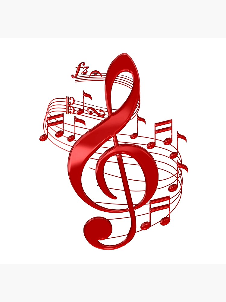 Note Clef De Sol Impression artistique « Clé de sol rouge avec des notes de musique qui