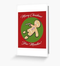 Gingerbread Man Christmas - Red Greeting Card
