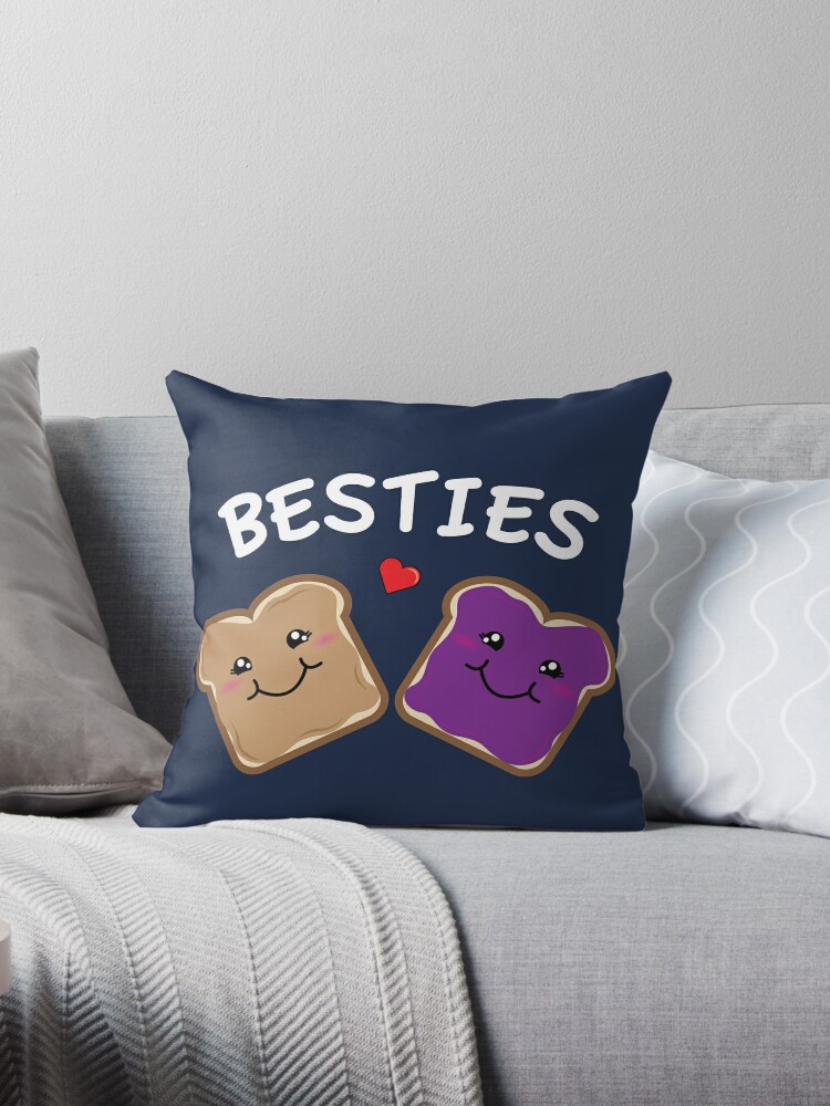 Peanut Butter And Jelly Best Friends Cartoon Food Throw Pillow By