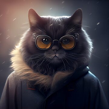 Chic cat wearing sunglasses glasses and coat Meditating Canvas