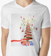 Holiday Christmas Tree Ribbon Men's V-Neck T-Shirt