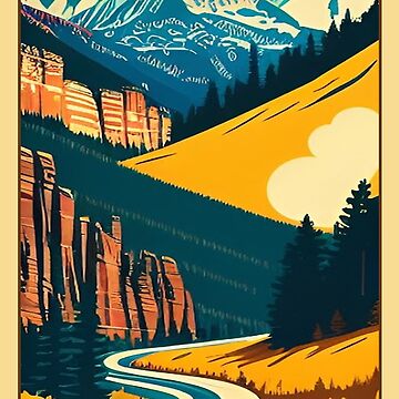 Rocky Mountain National Park Print, Rocky Mountain Colorado Fly-fishing  Poster, Colorado Vintage Style Travel Art