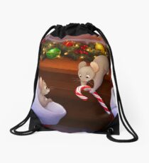 Christmas Stocking Mice Drawstring Bag