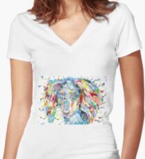 WATERCOLOR SALUKI Women's Fitted V-Neck T-Shirt
