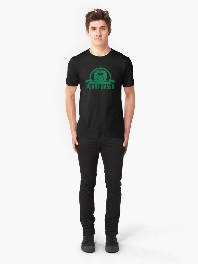 Alternative Ansicht von Plant Based Vegan Gorilla - Funny Workout Quote Gift Slim Fit T-Shirt