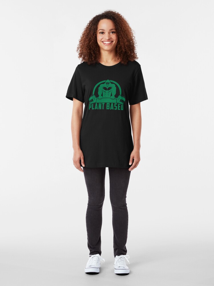 Alternative Ansicht von Plant Based Vegan Gorilla - Funny Workout Quote Gift Slim Fit T-Shirt